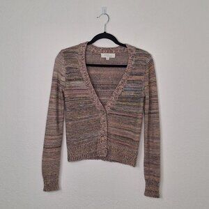 Olive & Oak Multicolor Cardigan Sz XS Crop Button Front Boho Preppy Academia